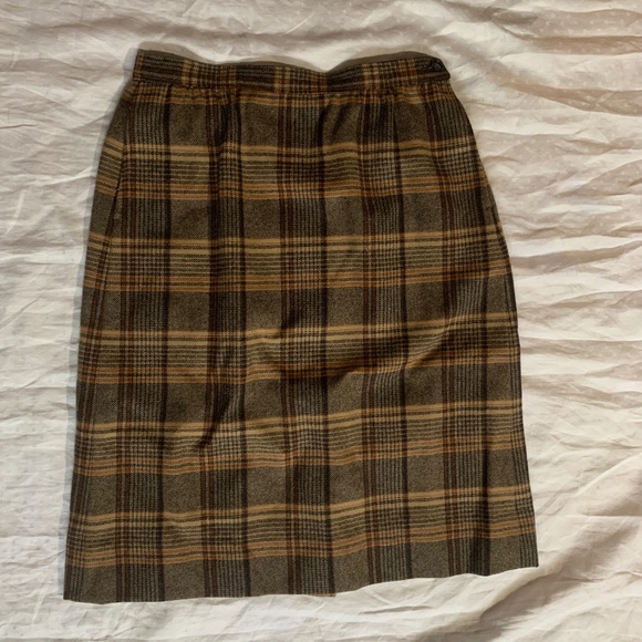 Pendleton 100% wool pencil skirt, size 10P, brown, blue and orange - Picture 1 of 3